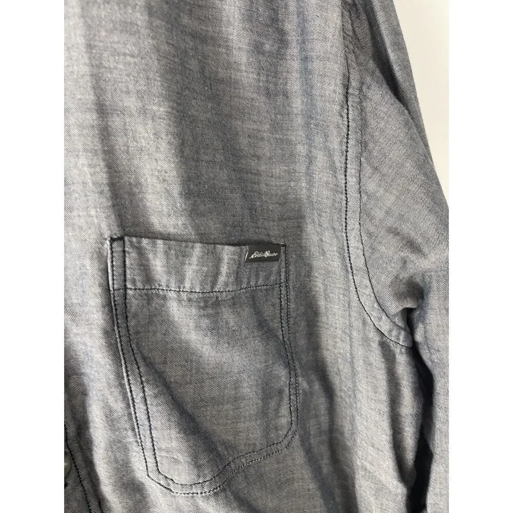 Eddie Bauer Shirt Mens XLT XL Tall Gray Button Up Long Sleeve Dress Shirt N87